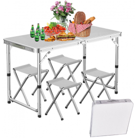 STÓŁ STOLIK TURYSTYCZNY SKŁADANY + 4 KRZESŁA