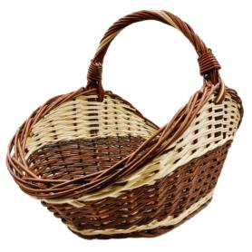 Kosz wiklinowy owalny ciemny z jasnymi    wstawkami M