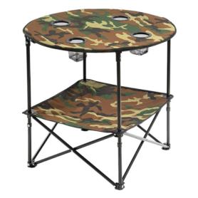 Stolik turystyczny okrągły czarny         składany camo