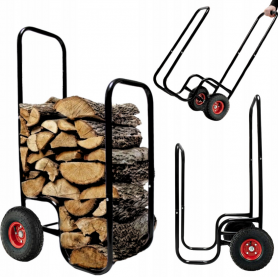 STOJAK KOSZ WÓZEK NA DREWNO KOMINKOWE SOLIDNY GUMOWE OPONY WYTRZYMAŁY 80 KG