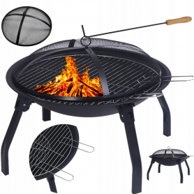 PALENISKO OGRODOWE Z POKRYWĄ TORINO 55 CM DO OGNISKA GRILLA STALOWE CZARNE