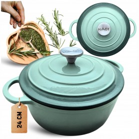 GARNEK ŻELIWNY 4L EMALIOWANY Z POKRYWĄ SZAŁWIA GAZ INDUKCJA PIEKARNIK 24CM