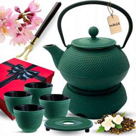 CZAJNIK ŻELIWNY EMALIOWANY IMBRYK DO HERBATY 0,9L Z PODGRZEWACZEM PREZENT