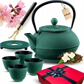 CZAJNIK ŻELIWNY EMALIOWANY IMBRYK ZAPARZACZ DO HERBATY 0,9L ZIELONY PREZENT