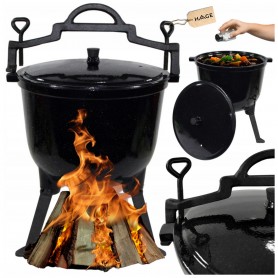 KOCIOŁEK ŻELIWNY EMALIOWANY GARNEK myśliwski węgierski 8L EMALIA MARMURKOWA