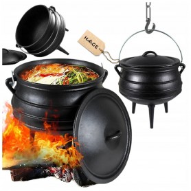 KOCIOŁEK ŻELIWNY AFRYKAŃSKI GARNEK myśliwski węgierski 8L STOJĄCO - WISZĄCY