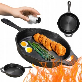 PATELNIA ŻELIWNA RĘCZNIE SZLIFOWANA DUŻA 20cm INDUKCJA GRILL TALERZ ŻELIWNY