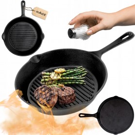 PATELNIA ŻELIWNA GRILLOWA 31cm INDUKCJA OGNISKO GRILL GAZ TALERZ ŻELIWNY
