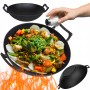 WOK ŻELIWNY 36 CM DUŻY NA INDUKCJĘ KUCHENKĘ OGNISKO PATELNIA ŻELIWNA