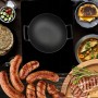 WOK ŻELIWNY 36 CM DUŻY NA INDUKCJĘ KUCHENKĘ OGNISKO PATELNIA ŻELIWNA