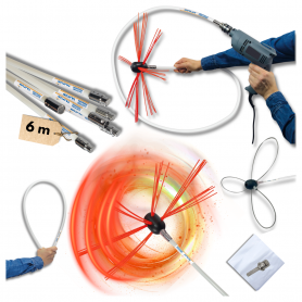 TAJFUN Obrotowy zestaw do czyszczenia komina 6m z dwiema głowicami