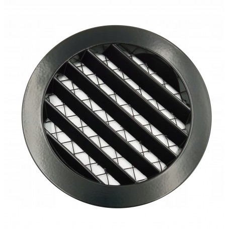 KRATKA WENTYLACYJNA CZARNA OKRĄGŁA CZERPNIA fi 100mm ALUMINIOWA Z SIATKĄ