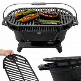 GRILL WĘGLOWY Z RUSZTEM ŻELIWNYM GRILL OGRODOWY ŻELIWNY MAŁY 43 cm x 23 cm